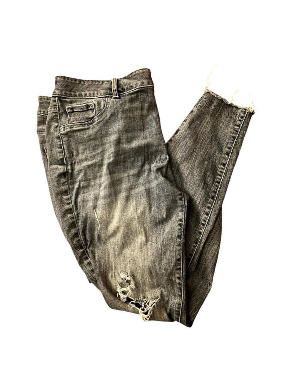 Maurices Plus Size High Rise Ripped Skinny Frayed Hem Jeans - Picture 5 of 12